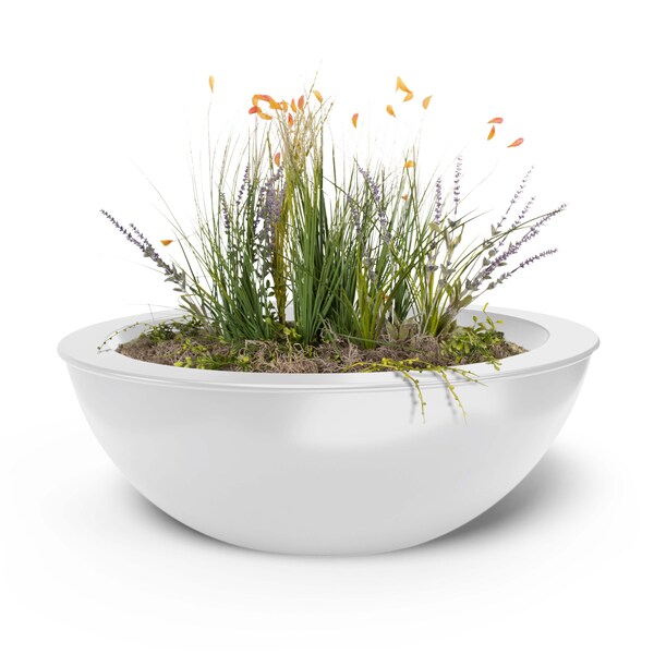 The Outdoor Plus 48 Round Sedona Planter Bowl - Powder Coated Metal - White - OPT-48RPCPO-WHT - main